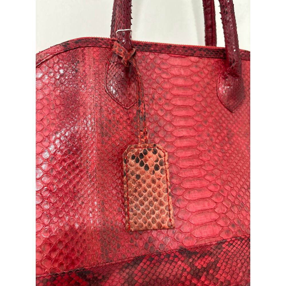 Pelle Moda Red Python Leather Top Handle Bag - Picture 2 of 12